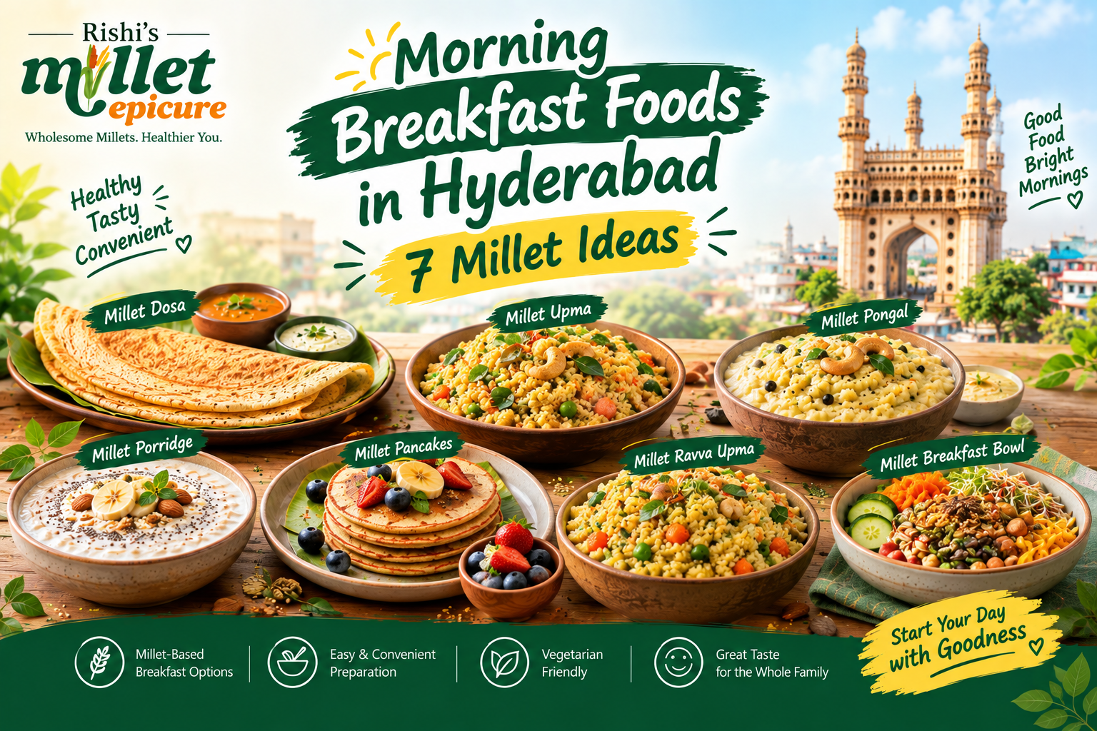 For busy Hyderabad mornings, convenient products from Rishi’s Millet Epicure can make millet-based breakfast preparation easier.